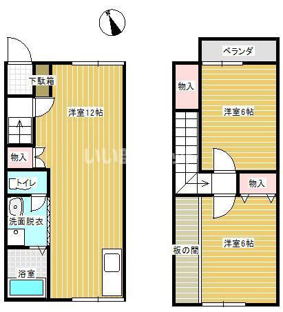 グランディールIII(2LDK/2階)の間取り写真