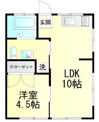 TOMOS稲田堤(1LDK/1階)の間取り写真