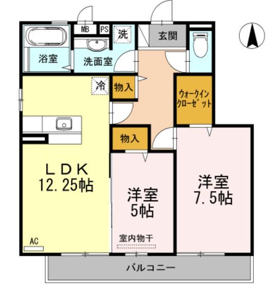 OTTS賀来(2LDK/2階)の間取り写真