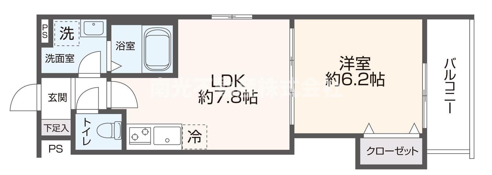 プロスパーコート長瀬(1LDK/1階)の間取り写真