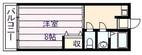東部マンション(1DK/4階)の間取り写真