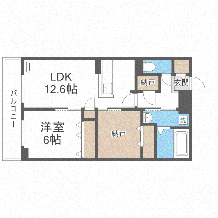 レジミュール(1LDK/2階)の間取り写真