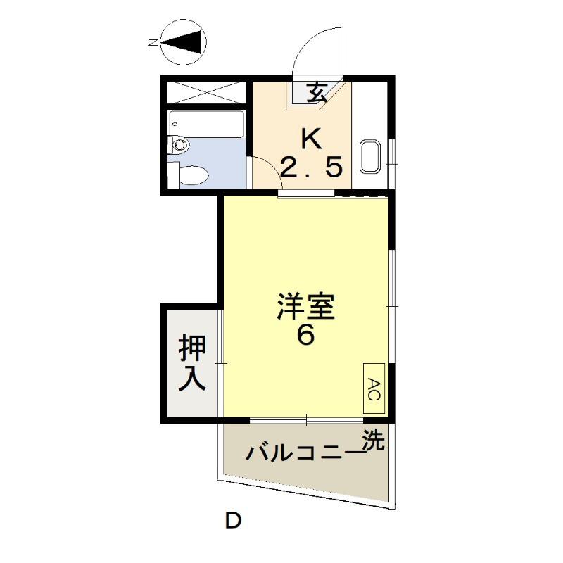 吉岡ビル(1K/2階)の間取り写真