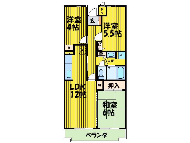 GREEN VILLA GORYO(3LDK/2階)の間取り写真