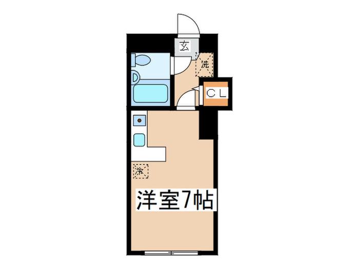 オリオンフラッツ(ワンルーム/2階)の間取り写真