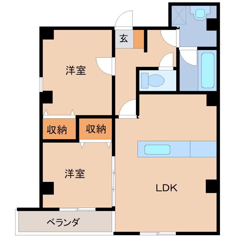 シティメゾン土浦(2LDK/5階)の間取り写真