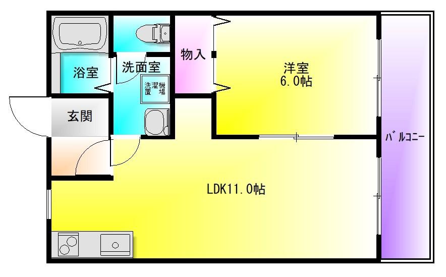 ブエナアビテート(1LDK/2階)の間取り写真