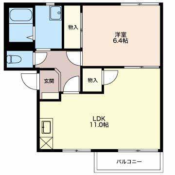 アレイ21 A(1LDK/2階)の間取り写真