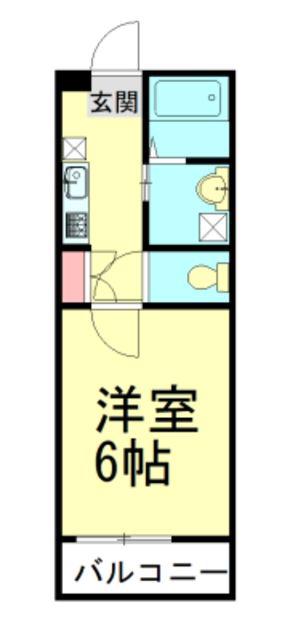 プラウドシャトー若葉(1K/2階)の間取り写真
