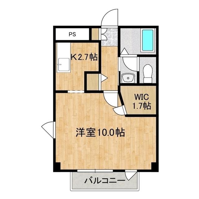 カリメリスヨメナN棟(1K/2階)の間取り写真