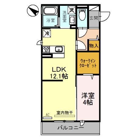 エレガンス虹(1LDK/2階)の間取り写真