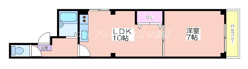 浜口東マンションウイングス(1LDK/4階)の間取り写真