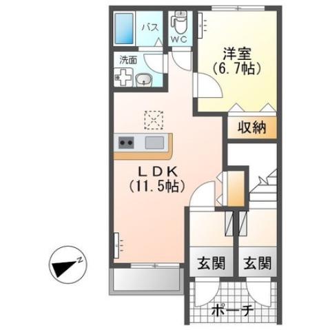 コンフォーティア(1LDK/1階)の間取り写真