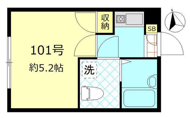 プリムローズ大森(1K/1階)の間取り写真