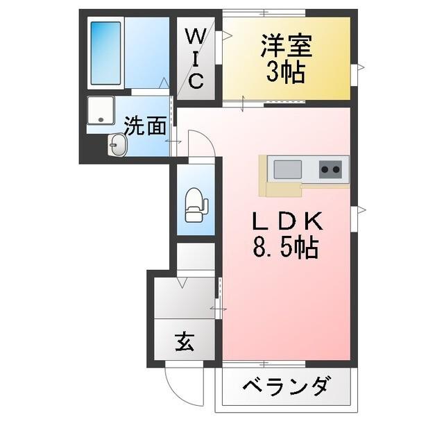 BELLE JIANG II(1LDK/1階)の間取り写真