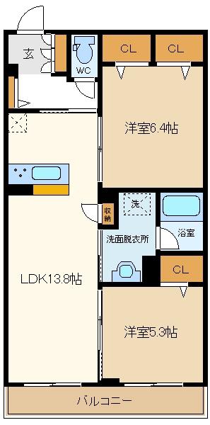 グレイスメゾン(2LDK/2階)の間取り写真