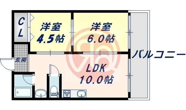 ニューライフ赤坂(2LDK/7階)の間取り写真