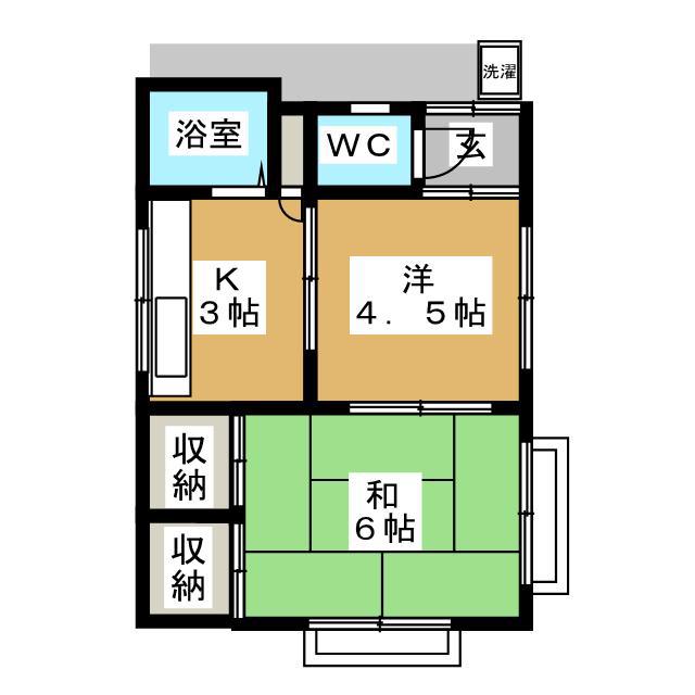 Bセイカハイツ(2K/2階)の間取り写真