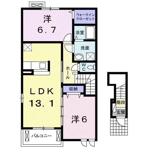 スイート小牧(2LDK/2階)の間取り写真