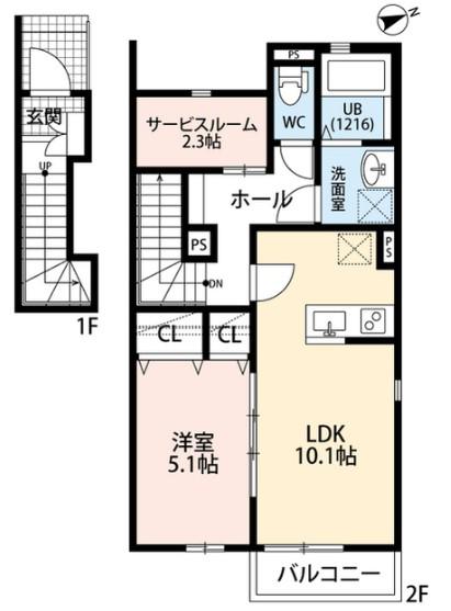 デュラカーサ コブシⅣ(1SLDK/2階)の間取り写真