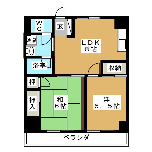 三京ビル(2LDK/12階)の間取り写真
