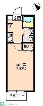 フェリカK(1K/2階)の間取り写真