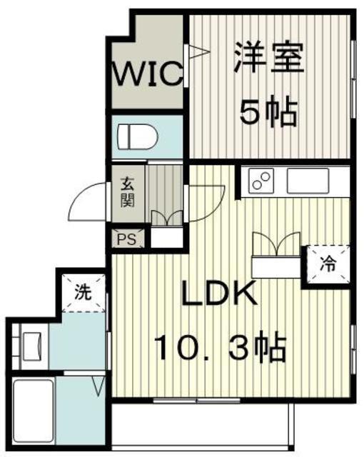 パークサイド市ヶ尾(1LDK/3階)の間取り写真