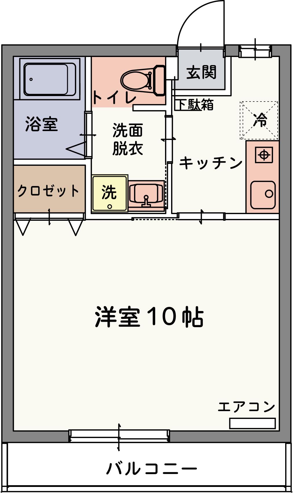 スカリオン(1K/2階)の間取り写真