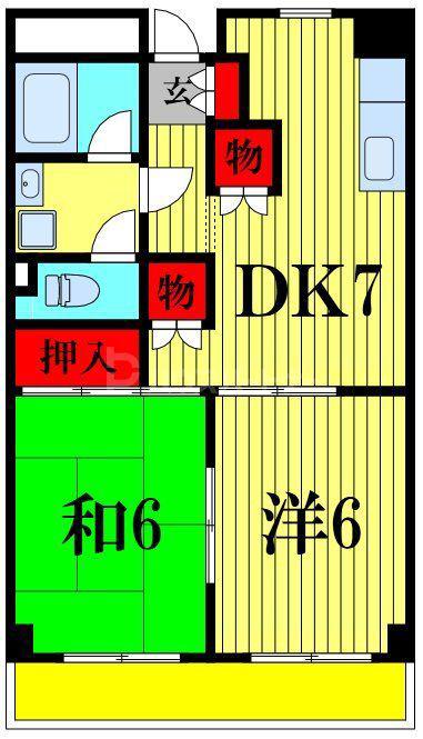 メゾンドアイ弐番館(2DK/5階)の間取り写真