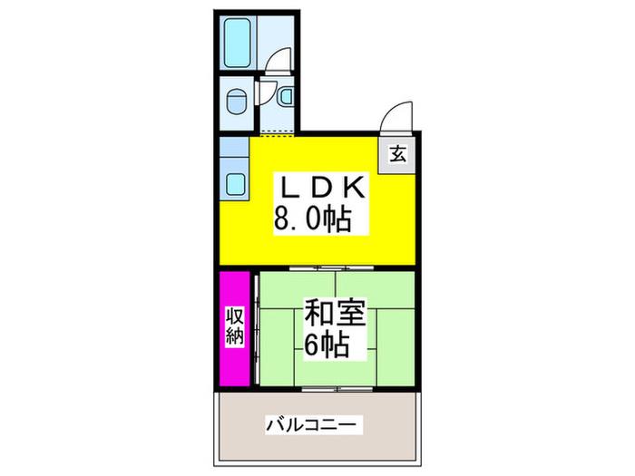 ヤマトコーポ(1LDK/4階)の間取り写真