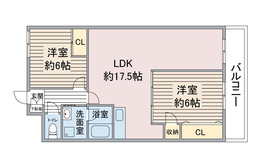 グレース上社(2LDK/3階)の間取り写真