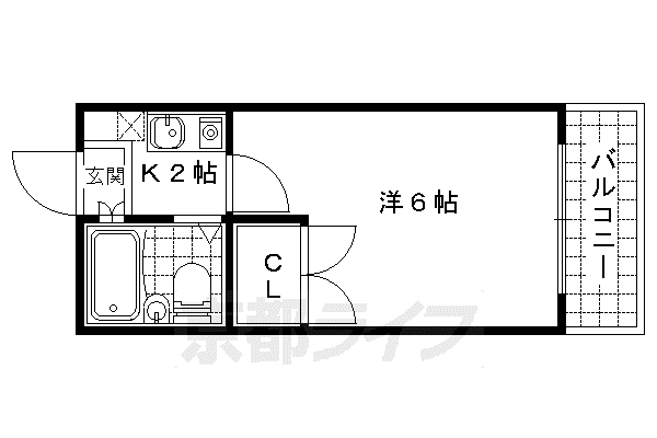 レジデンス勧修寺(1K/1階)の間取り写真