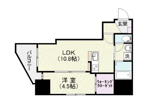 S-FORT鹿児島中央(1LDK/11階)の間取り写真