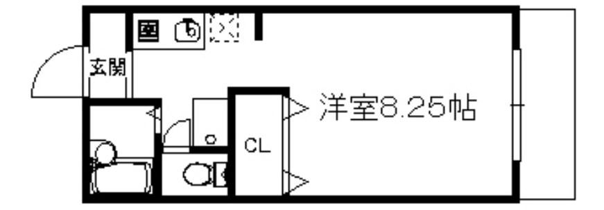 アーバン高宮(ワンルーム/1階)の間取り写真