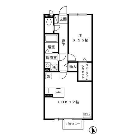 クレール四季彩の丘六番館(1LDK/2階)の間取り写真
