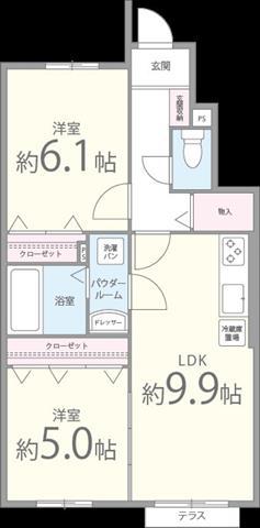 ザナドゥI II(2DK/1階)の間取り写真