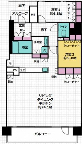 ブルーハーバータワーみなとみらい(2LDK/16階)の間取り写真