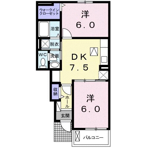レジデンス BREEZEIV(2DK/1階)の間取り写真