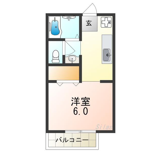 キャッスルII(1K/1階)の間取り写真
