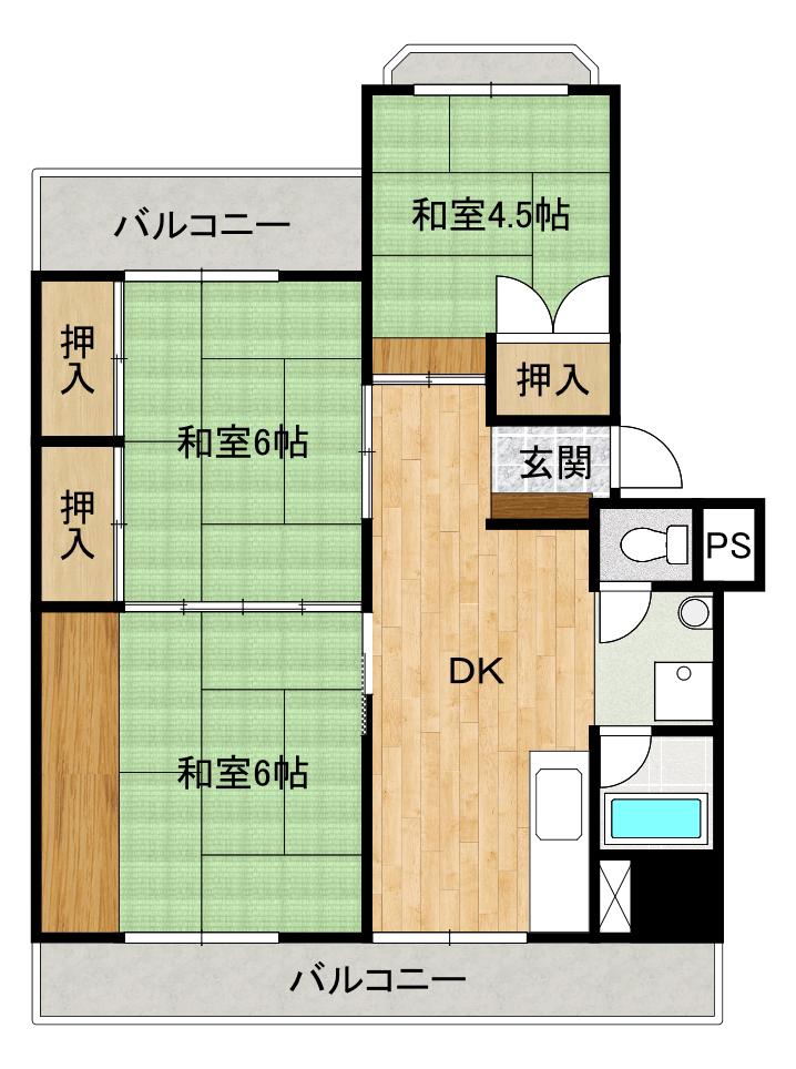 倉本コーポ5(3DK/3階)の間取り写真