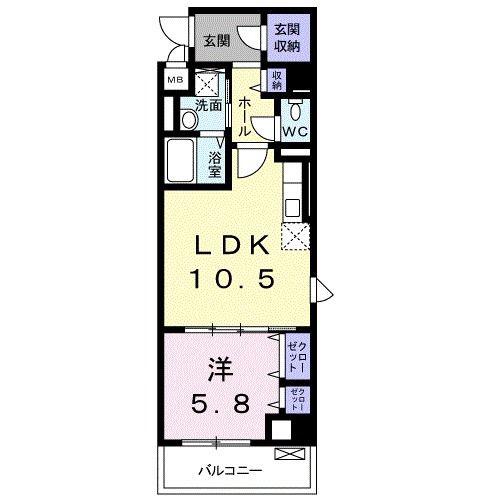 クレスト湘南(1LDK/4階)の間取り写真