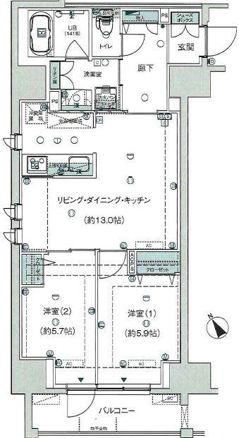 コンシェリア東京IRIYA STATION FRONT(2LDK/11階)の間取り写真