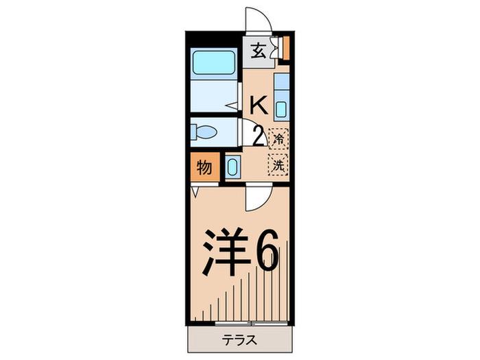 モンテピアⅡ(1K/1階)の間取り写真