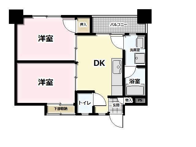 ベルメゾンリモーネ(2DK/3階)の間取り写真