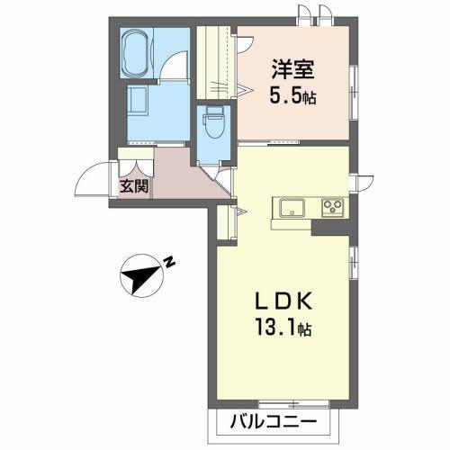 シャーメゾン天寧寺(1LDK/2階)の間取り写真