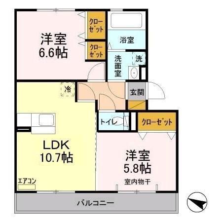 ボヌールおおたかの森I(2LDK/2階)の間取り写真