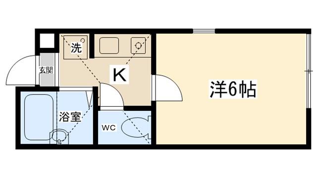 ウィステリアK(1K/2階)の間取り写真
