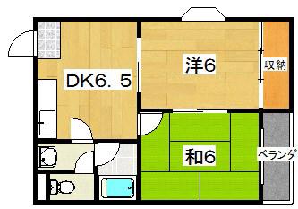 グレイス東香里(2DK/4階)の間取り写真