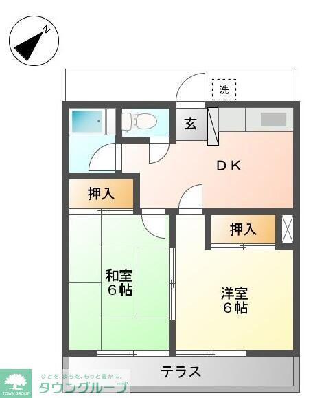 ヴィラ内藤(2DK/1階)の間取り写真