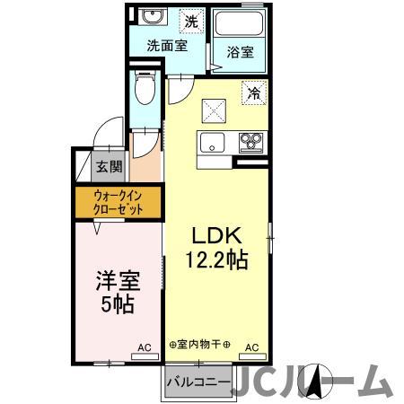 サンリジェール春日新田(1LDK/1階)の間取り写真
